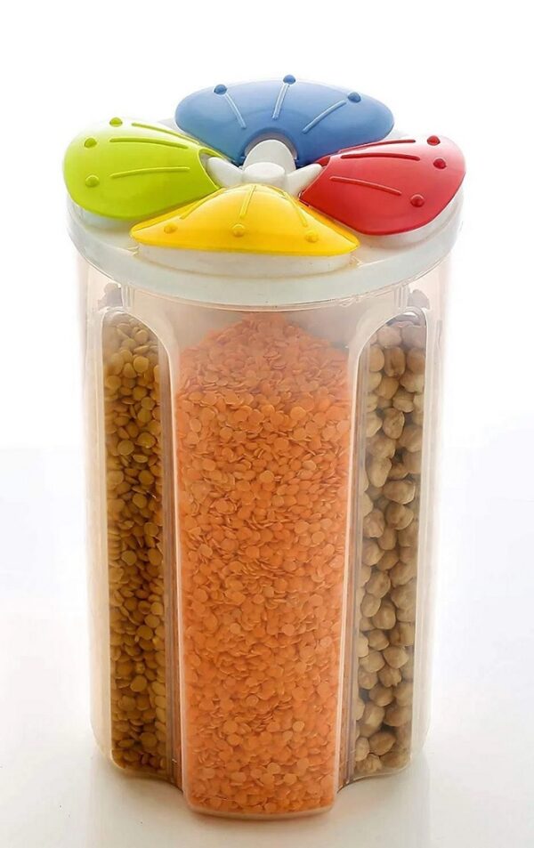 3 Pcs 2500 Ml 4 Compartments Cereals Storage Container