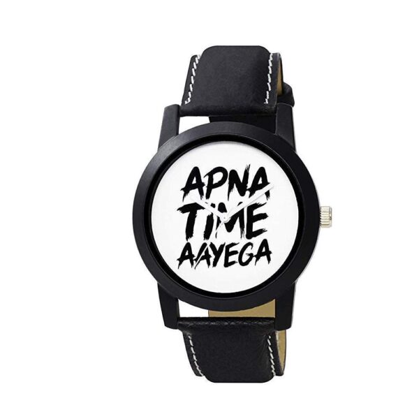 Unique & Premium Analogue Watch Apna Time Ayega Print Multicolour Dial Leather Strap (Watch 7)